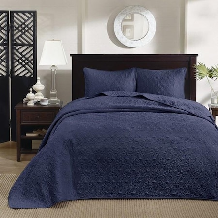 Madison Park Madison Park MP13-2992 Quebec 3 Piece Bedspread Set; Navy - King MP13-2992